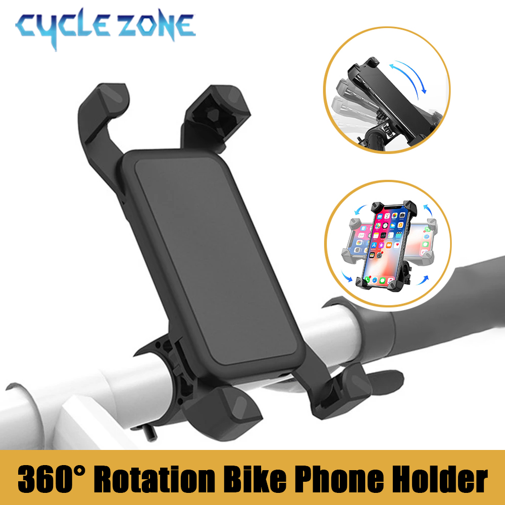 Phone Zone Accessories & Repair - 360 ° ที่วางโทรศัพท์จักรยานแบบปรับได้ ที่ยึดโทรศัพท์จักรยานยนต์แบบสากล ป้องกันการสั่นสะเทือน คลิปหนีบแฮนด์