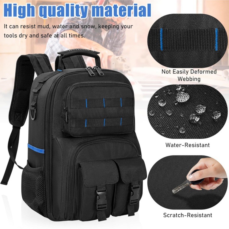 Phone Zone Accessories & Repair - กระเป๋าเป้สะพายหลังสำหรับเก็บเครื่องมือ ทำจากผ้า Oxford ทนทานต่อการสึกหรอ พร้อมช่องเก็บอุปกรณ์ฮาร์ดแวร์ แบ่งโซนจัดเก็บ