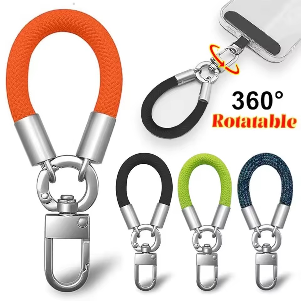 Phone Accessory - สายคล้องโทรศัพท์โลหะ พร้อมแผ่นปะกันหลุด หัวเข็มขัดโลหะหมุนได้ คลิปเหล็กแขวน สายคล้องบัตร อุปกรณ์เสริมโทรศัพท์มือถือ