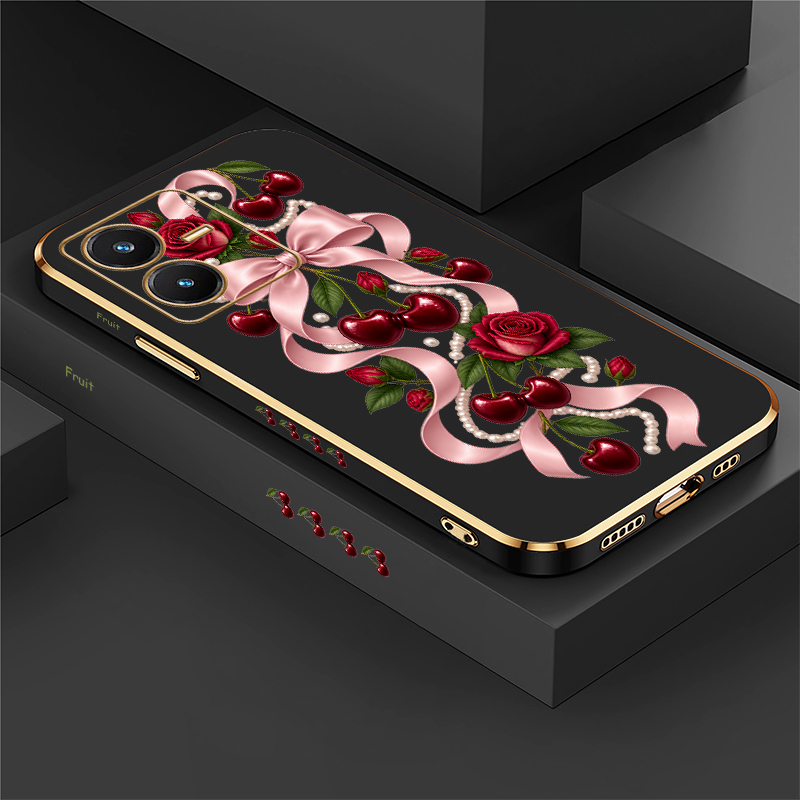 Vivo Y28 - เคสลายโบว์เชอร์รี่สำหรับ Vivo Y28 S Y27 Y22