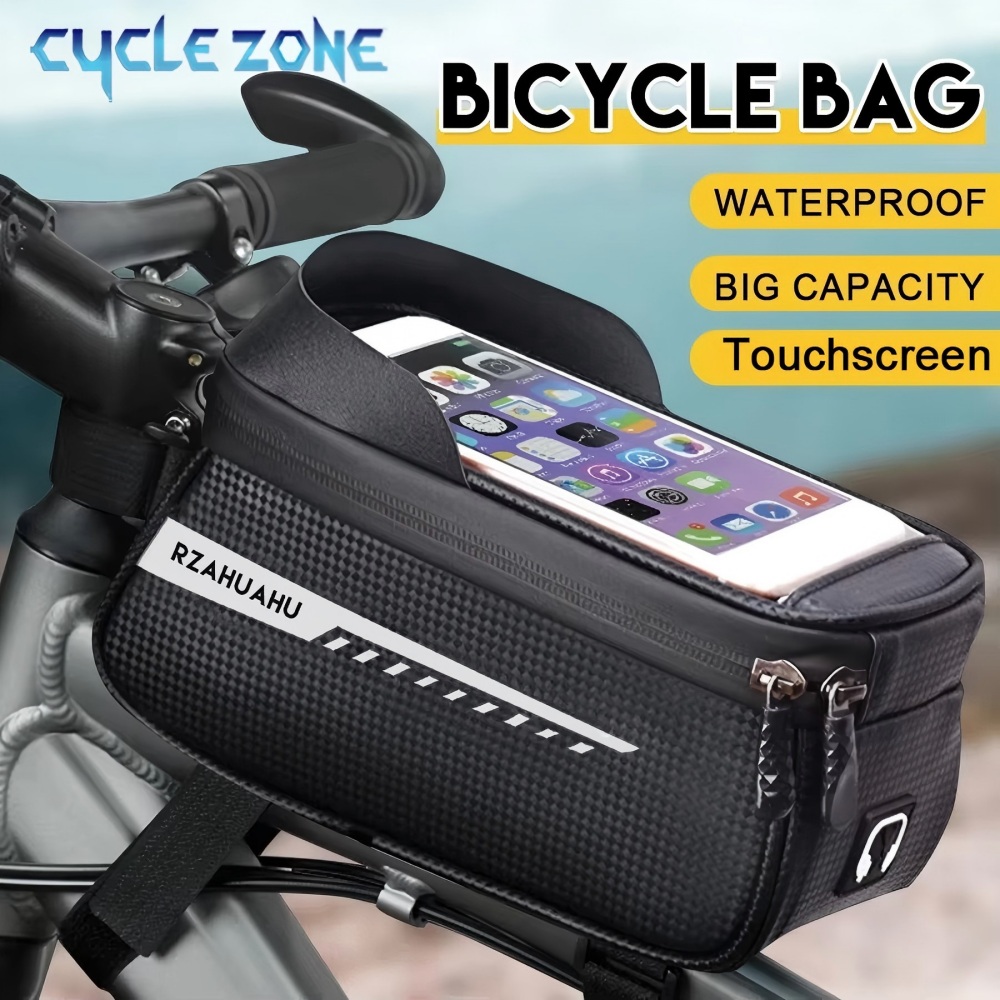 Phone Zone Accessories & Repair - กระเป๋าติดจักรยานแบบติดท่อด้านหน้า กระเป๋าใส่โทรศัพท์แบบหน้าจอสัมผัส กระเป๋าจักรยานกันน้ำ อุปกรณ์เสริมสำหรับจักรยาน