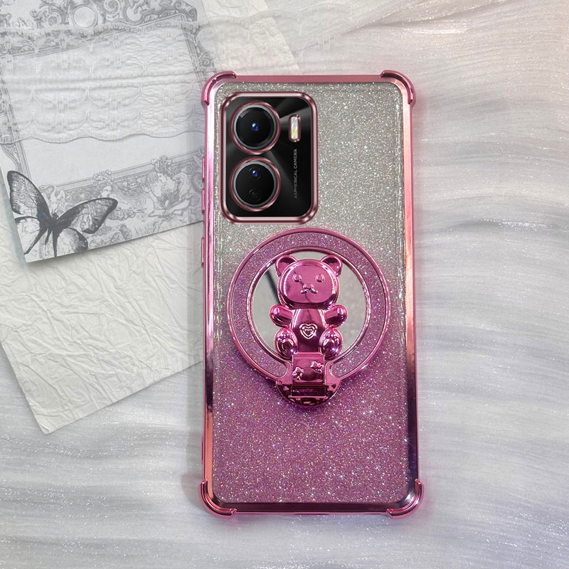 Vivo Y28 - เคสโทรศัพท์ลายหัวใจหมีกลิตเตอร์สำหรับ Vivo Y02S Y02 Y56 Y17